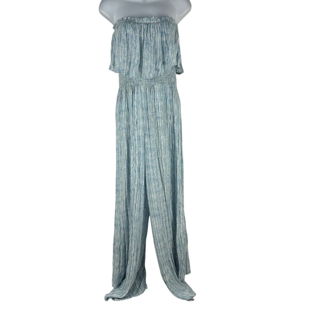 Illa Illa Strapless BlueJumpsuit Size M 100% Rayon Womens Lightweight